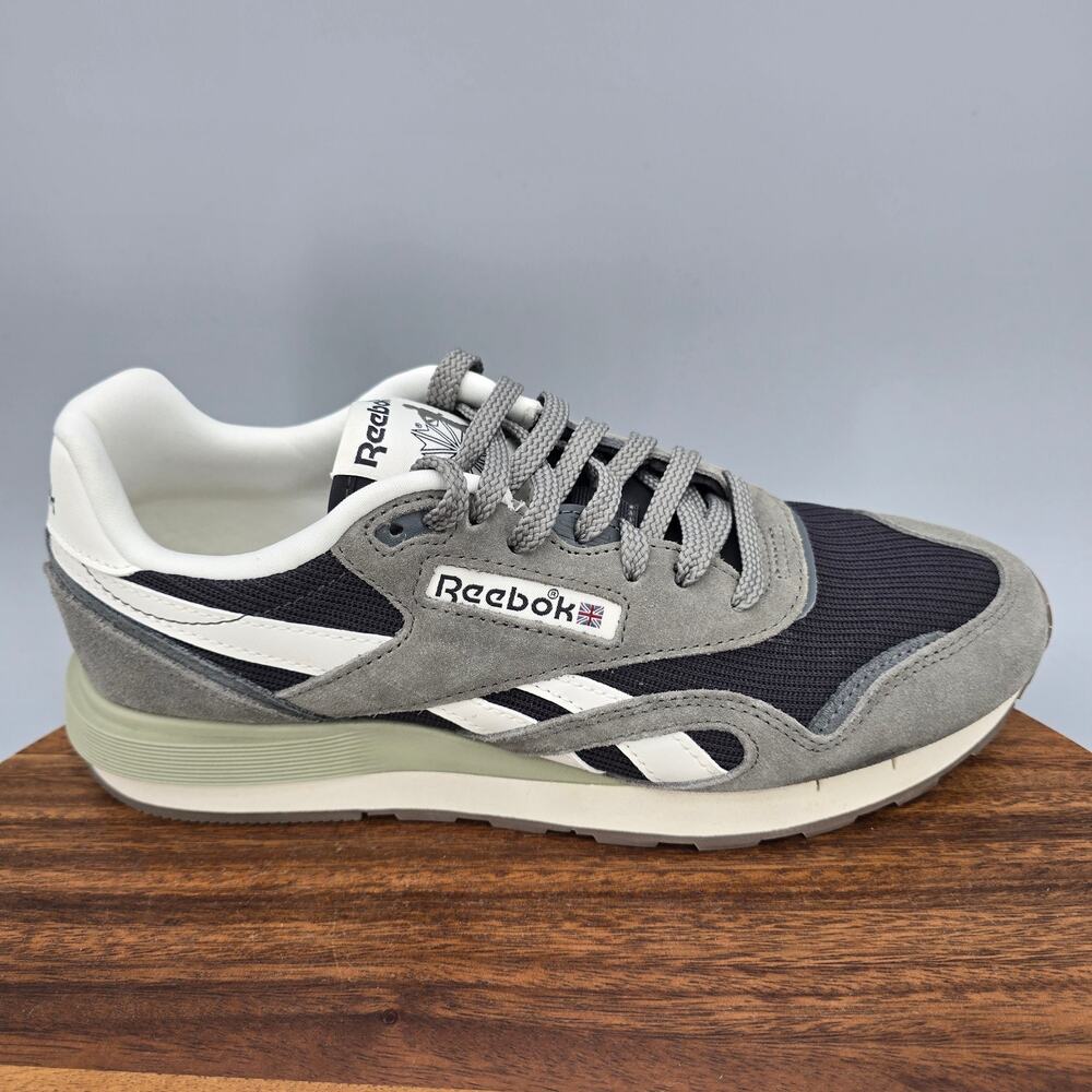 Reebok Classic Nylon 89 Shoes Mens 8 Gray Black Suede Low Top Athletic Sneakers